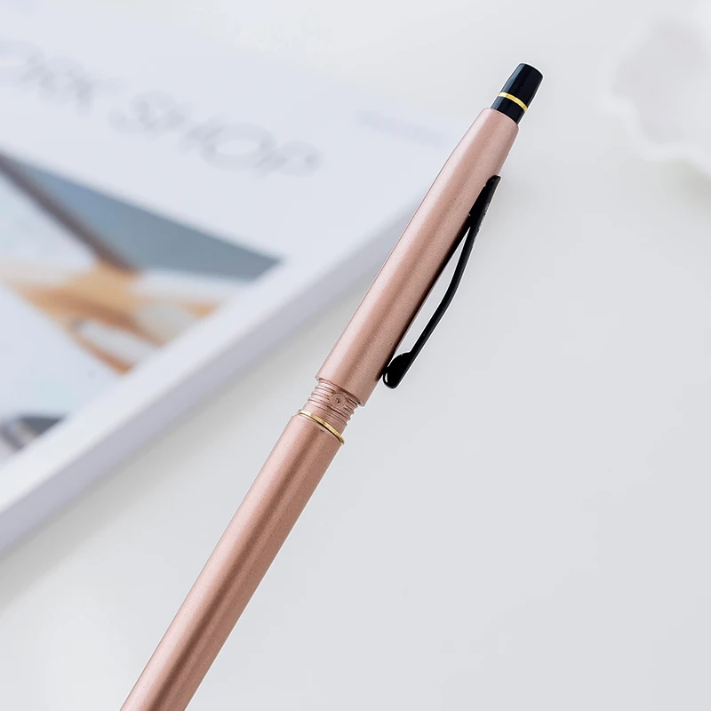 

12 pcs/lot New Metal Color Gel Pens Creative Student Writing Tools Black Ink Gel Pens 0.5mm Writes Smoothly