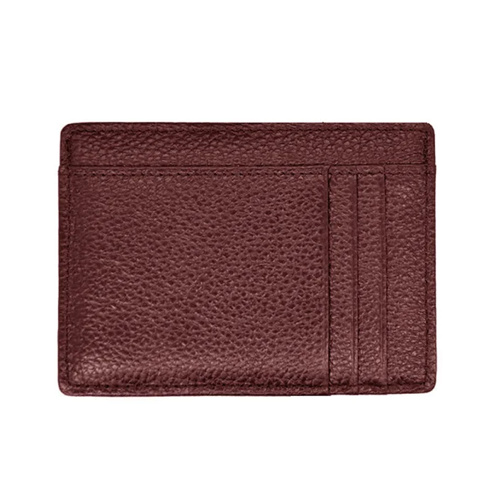 wine red Кожа натуральная кожа ID держатель для карт плюс Размеры Litchy зерна Карамельный цвет карты мульти слот карты Slim Case пользовательские логотип, название - Цвет: wine red