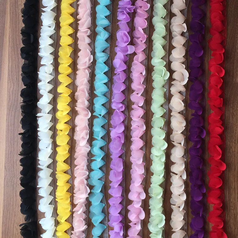 5 Yard/Lot 3D Chiffon Flowers Lace Trim Fabric 3.5cm Wedding Shoes Child Clothes Skirts DIY Accessories RS1112 | Дом и сад
