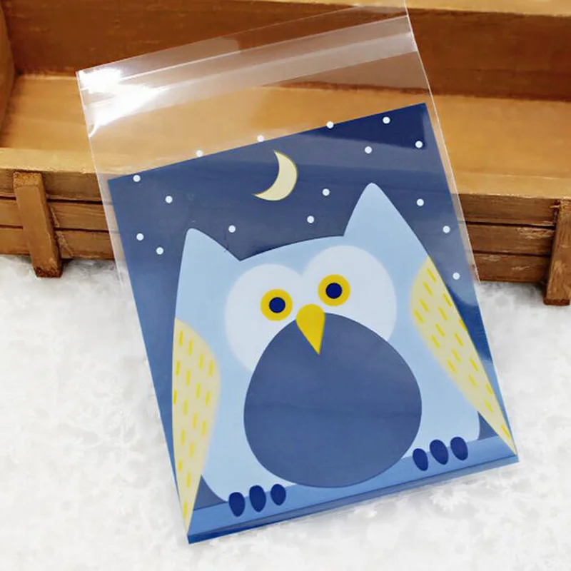 Hot 100Pcs Cute Cartoon Citten Owl Squirrel Pig Pattern Plastic DIY Cookie Packaging Bags Wedding Gifts Candy Snack Food | Дом и сад