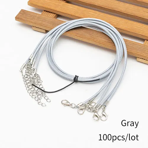 Gray 120pcs 120 шт./лот, 1,5 мм, кожаные цепочки, ожерелья, браслеты, подвески, фурнитура, застежка-карабин, шнур 18" - Цвет: Gray 120pcs