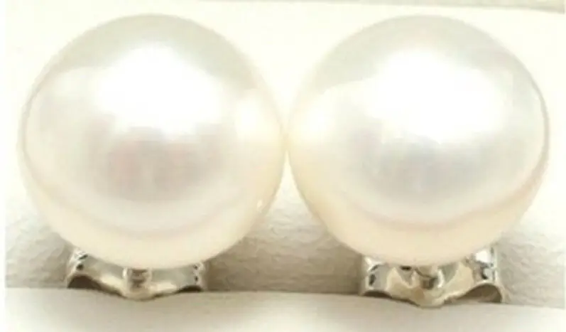 

HOT Perfect 14-15mm WHITE South Sea Pearl 14K Gold Earring + gift box