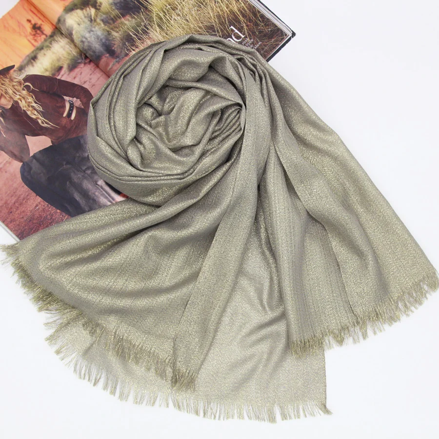 

Luxury brand high fashion cotton women lurex scarf shawls hijab foulard bandana wraps evening wraps oversize pashimina LL171172