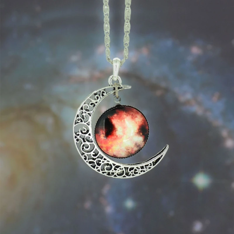 as the picture Автомобиль украшения в виде кристаллов Cosmic Star Moon время драгоценный камень кулон Цепочки и ожерелья высокого класса Игристые Свадебные украшения - Название цвета: as the picture