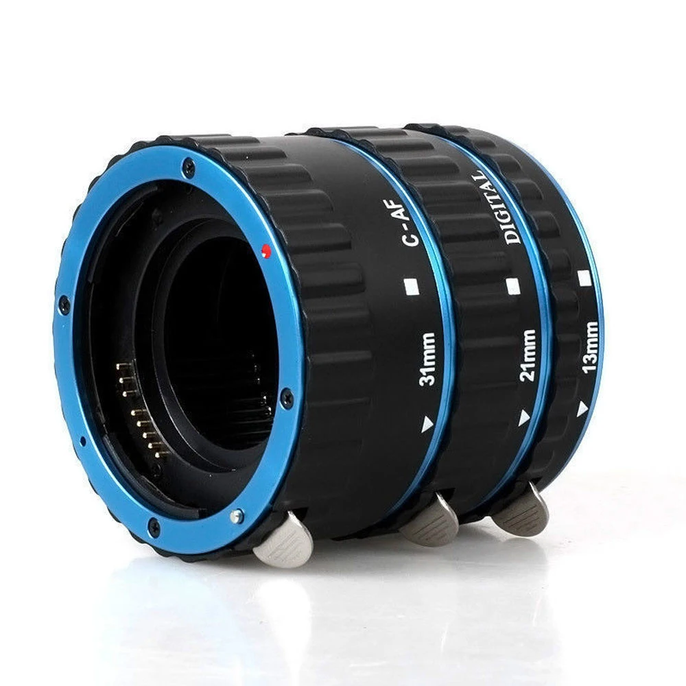 Blue Metal Mount Auto Focus AF Macro Extension Tube Ring for Canon EOS 1100D 700D 650D 600D 550D 500D 450D 350D 300D EF-S Lens |