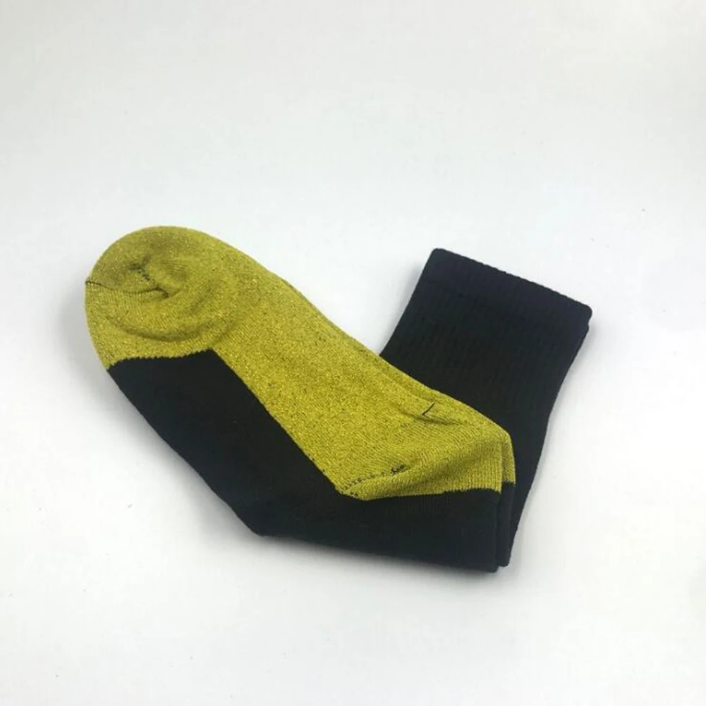 Yellow 1 пара зимних теплых толстых носков для мужчин, черные мягкие теплые спортивные носки для улицы, лыжная одежда, сохраняющие тепло ноги, Calcetines - Цвет: Yellow