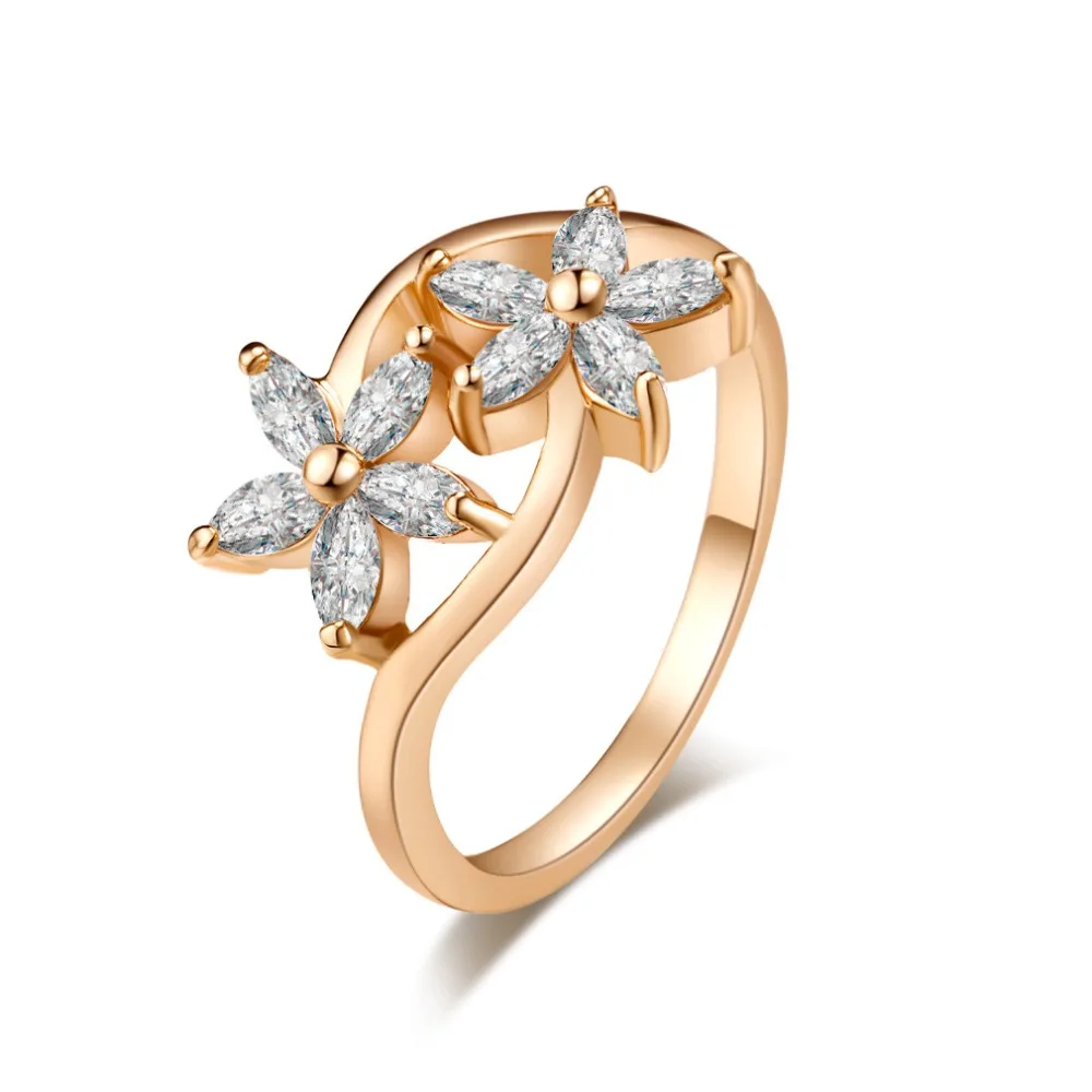 Женское кольцо на палец в виде цветка Изысканный милый стильный циркониевый