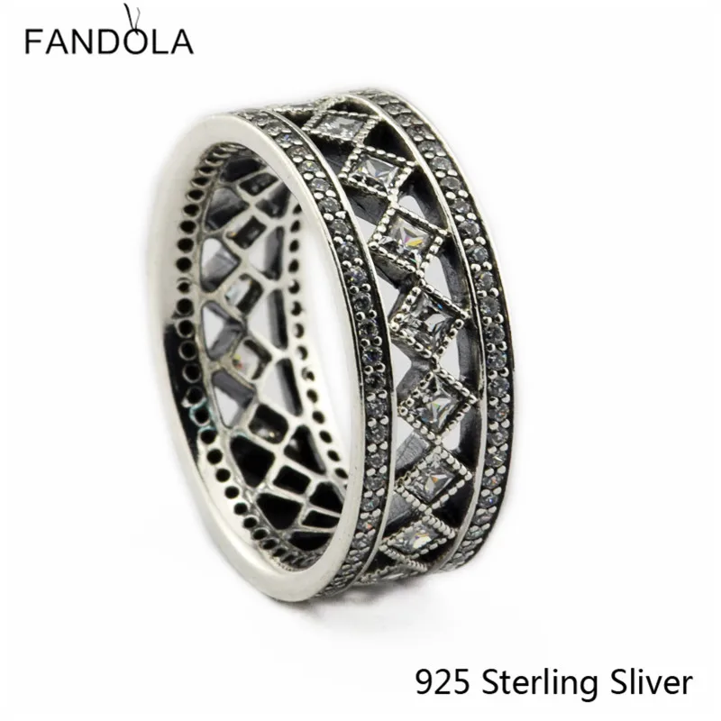 

925 Sterling Silver Jewelry Vintage Fascination Openwork Ring, Clear CZ For Valentine's Day Gift