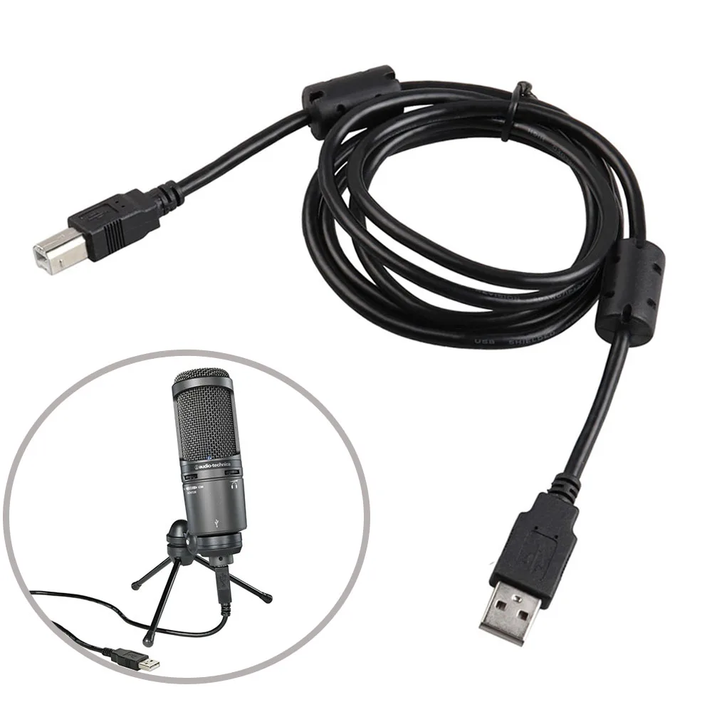 Посеребренные разъемы для микрофона USB кабель черный подходит аудиотехника AT2020USB