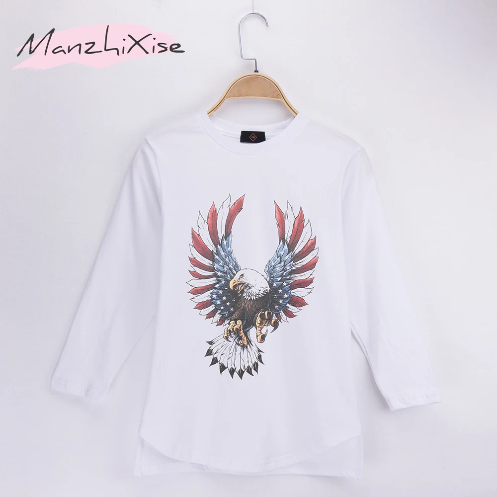 

2019 Fashion Spring Brand Children Long T-shirts Eagle 100% Cotton Knit Full Child Shirts Kids Boy T Shirt Baby Girls Tops Tee