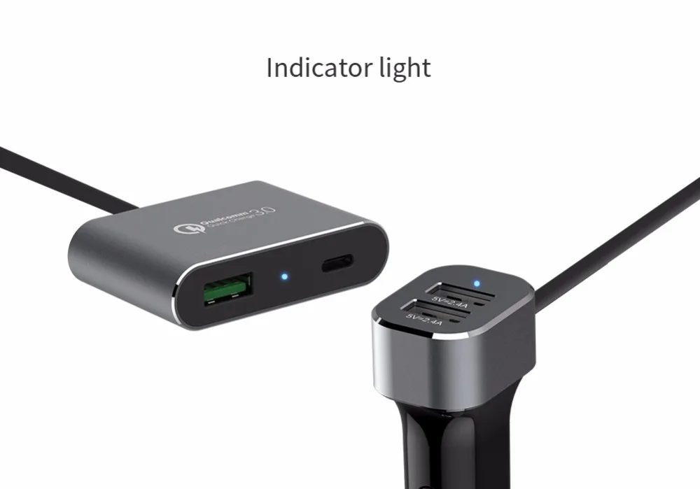 Автомобильное зарядное устройство Nillkin 2 м QC3.0 3 порта USB + типа C для iPhone 6 6s 7 8 Plus X