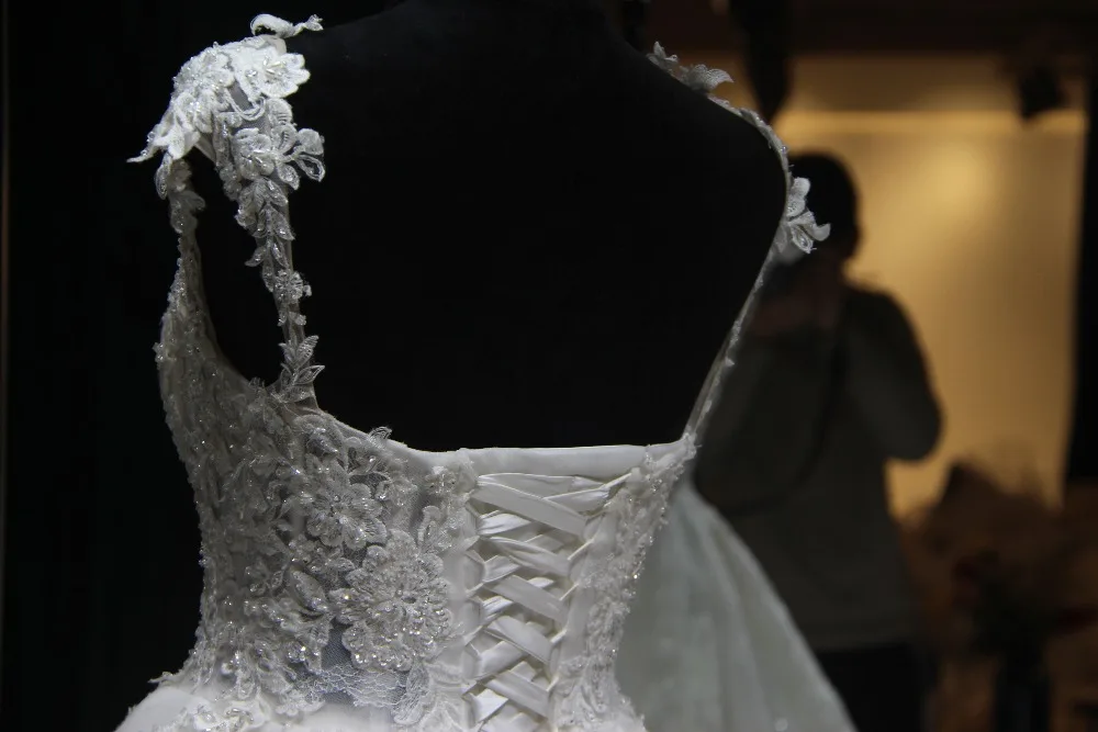 Vestido de noiva длинное свадебное платье 2018 с длинным рукавом аппликацией фатиновое
