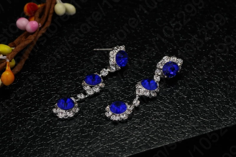 Женский ювелирный комплект из колье и серёг темно синего цвета|jewelry sets|jewelry sets