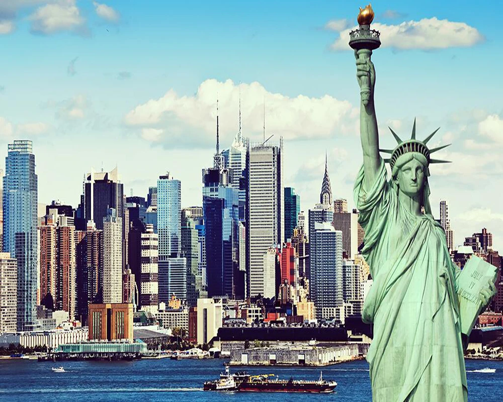 Custom wallpaper City building statue of liberty background wall |