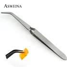 Пинцет для наращивания ресниц, из нержавеющей стали, изогнутый, серебряные гвозди, декоративный, маникюрный Зажим инструменты для макияжа и ногтей