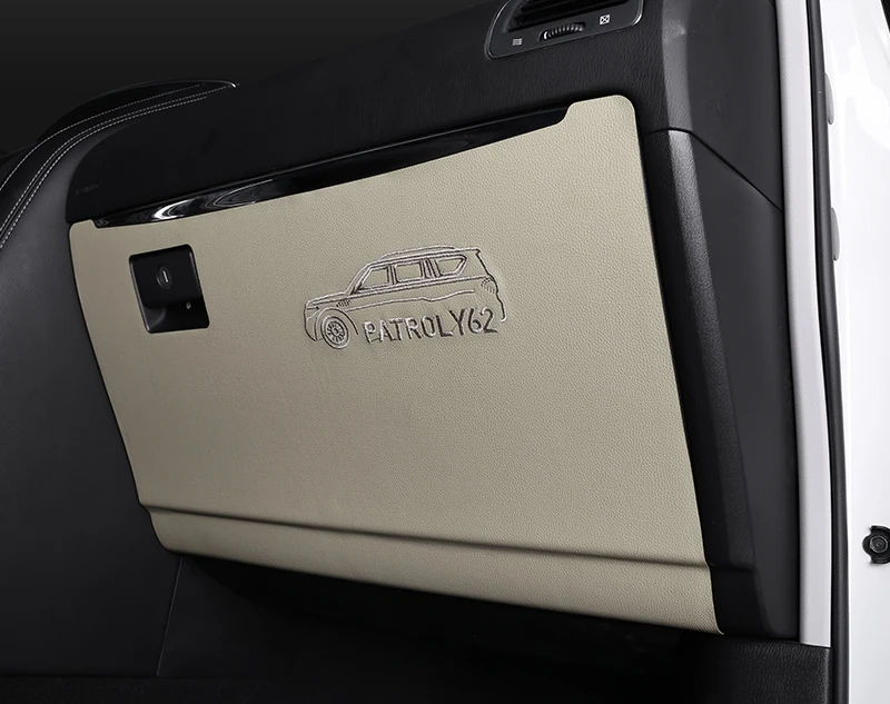 beige 1pcs Автомобиль-Стайлинг наклейки автомобиля co-пилот коробка для хранения анти-удар защита коврик Co-pilot сиденье анти-игровой коврик для Nissan Patrol y62 - Цвет: beige 1pcs