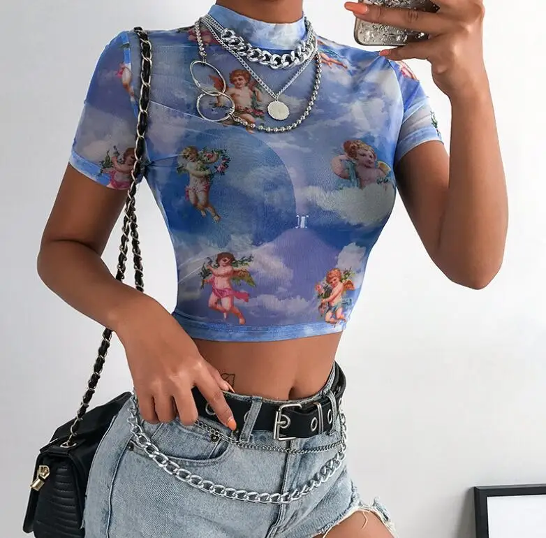 Летний короткий топ Kawaii футболка с изображением греческой мифологии ангела |