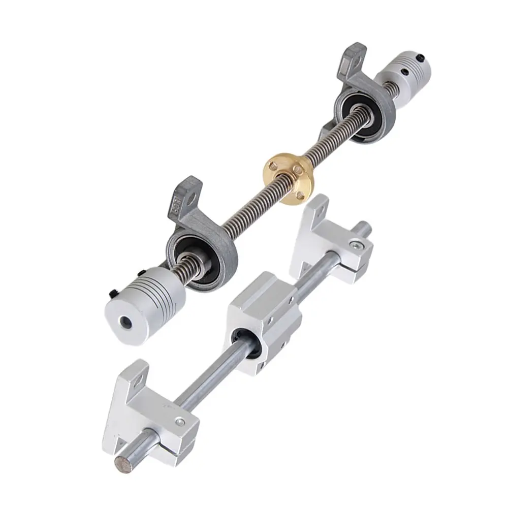 500mm Horizontal Optical Axis &amp 8mm Lead Screw Dual Rail Shaft Support Pillow Block Bearings Flexible Coupling Set of 15 |