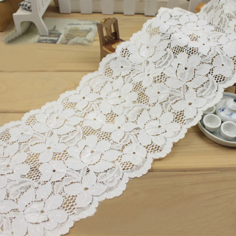 

3 м/лот, 14,5 см, ширина, белая, стрейч, вышивка, большой цветок, кружево, кружево, «сделай сам», ткань для одежды, кружевное украшение для одежды ...