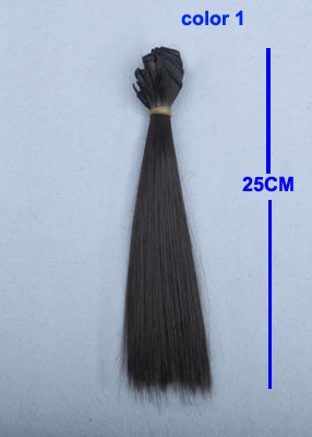Color 1 1 шт 25*100 см коричневый льняной кофе черный коричневый натуральный цвет кукольный парик прямые толстые волосы для 1/3 1/4 1/6 BJD diy - Цвет: Color 1