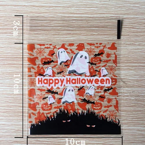 10x10cm 100 шт мультистайл мультфильм Хэллоуин Рождественские подарки Самоклеющиеся пластиковые пакеты для бисквит печенье день рождения конфеты торт посылка - Цвет: 10x10cm