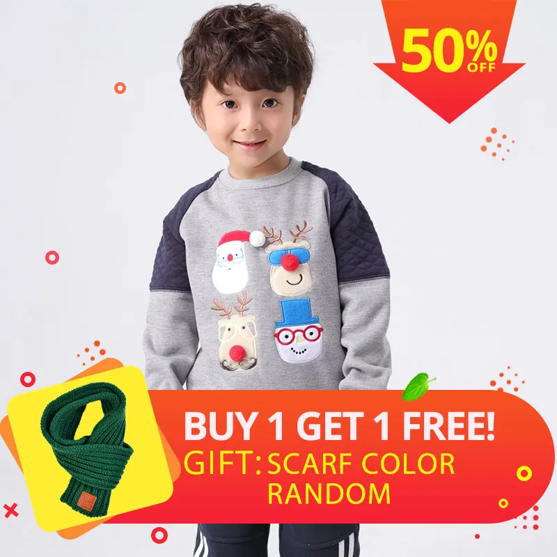 Buy1 Get1 бесплатная доставка Красный флисовый свитер для мальчиков детская