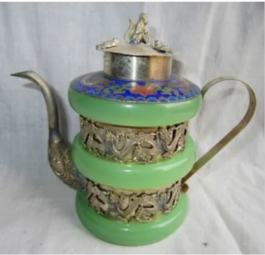 

Tibet silver porcelain Tibetan silver bracelet beautifully teapot flagon pot tools wedding Decoration Brass