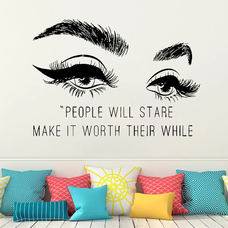 Виниловые наклейки для ресниц бровей красивые цитаты девочек спальни домашнего