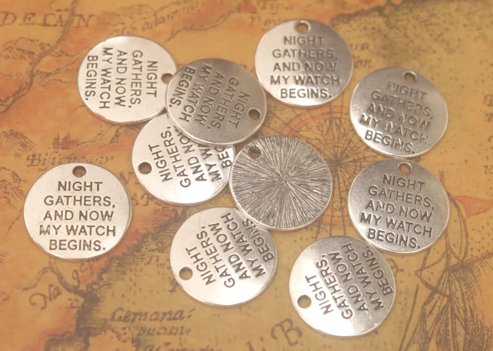 30 шт. ювелирные изделия серебряный Металл круглые слова бирки подвески Подвески