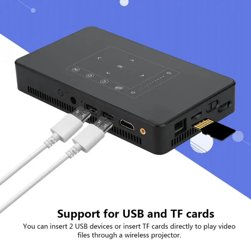 Мини Портативный 4K DLP проектор карманный светодиодный мобильный HDMI/USB/SD интерфейс