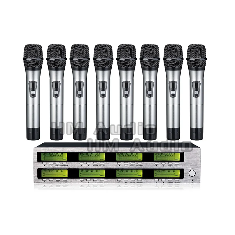 저렴한 새로운 고품질 전문 AWT800 8 채널 핸드 헬드 무선 마이크 전문 Lavalier 클립 마이크 헤드셋