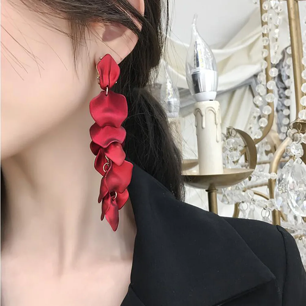 Модные длинные серьги из смолы, искусственный цветок,, богемные, ручной работы, очаровательные, лепестки, Висячие серьги для женщин, вечерние, подарок