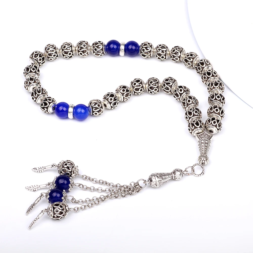 Магазин Tasbih Новое поступление DIY 1 шт Роскошные серебряные бусины с синими