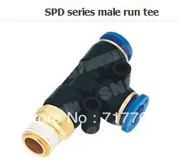 Быстрый Push In Male Run T Fittings1/4 ''BSPT to OD 12 мм TEE union SNS Пневматический соединитель