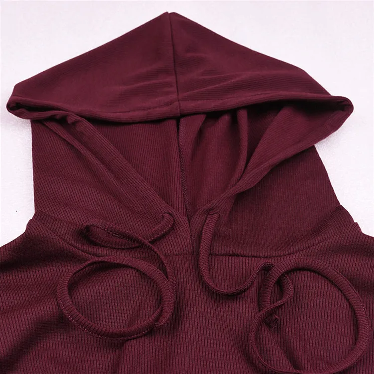 Women's Hooded Hips Dresses Sexy Long Sleeve Package Hip Hollow Slim Party Dress Vestidos Fashion Hot New 2018 Female Purple | Женская