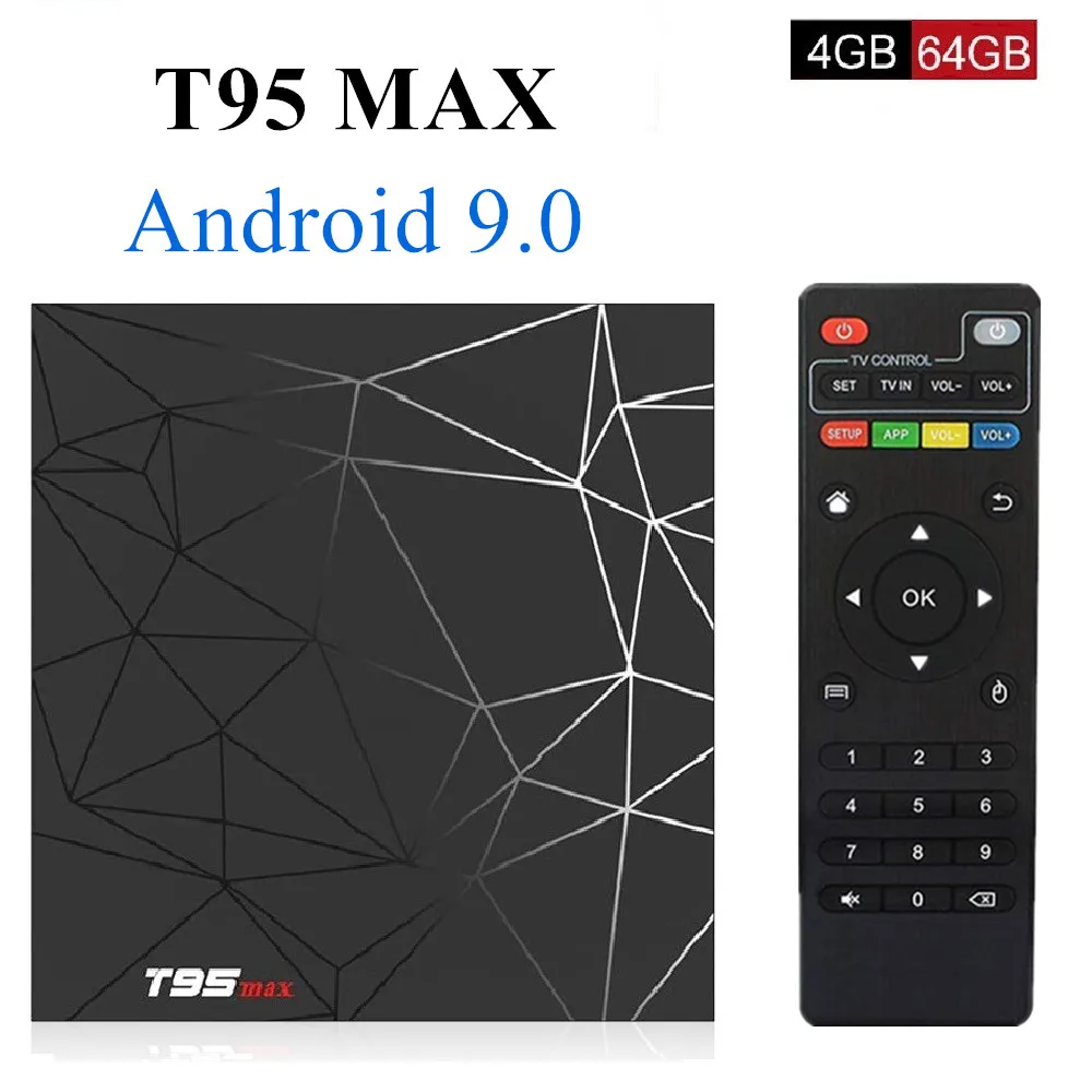 T95MAX Android 9 0 Smart 6K TV BOX 4 Гб RAM 64 ROM Allwinner H6 четырехъядерный H.265 HD 2 4G Wifi телеприставка T95