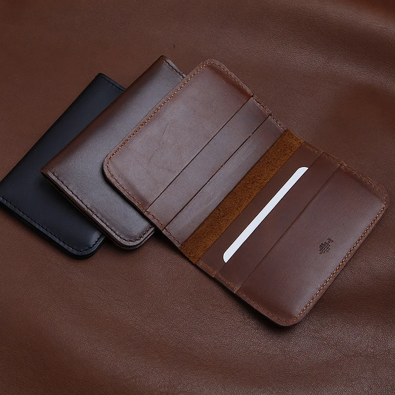 LANSPACE men's genuine leather card holder handmade wallet brand  coin purses holders