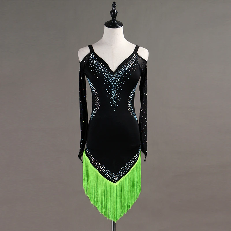 Custom made Latin Dance Dress Women Girls Rumba Cha-cha Skirt Ballroom Competition Costume Clothing Diamond plussize | Тематическая
