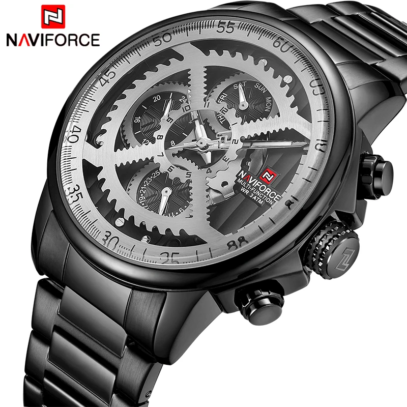 Часы наручные NAVIFORCE Мужские кварцевые спортивные брендовые Роскошные полностью