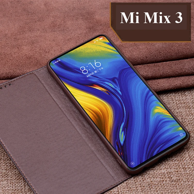 Чехол-книжка из натуральной кожи для Xiaomi mi Mix3 Mix 3 чехол-накладка на заднюю панель