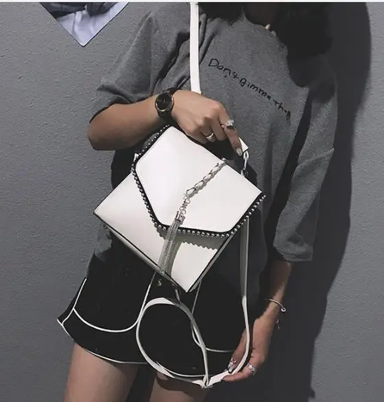 Fashion Leather Backpacks for Teenage Girls Bolsa Feminina Mochila Small Ear Women Backpack Tassel Shoulder Bags School Backpack