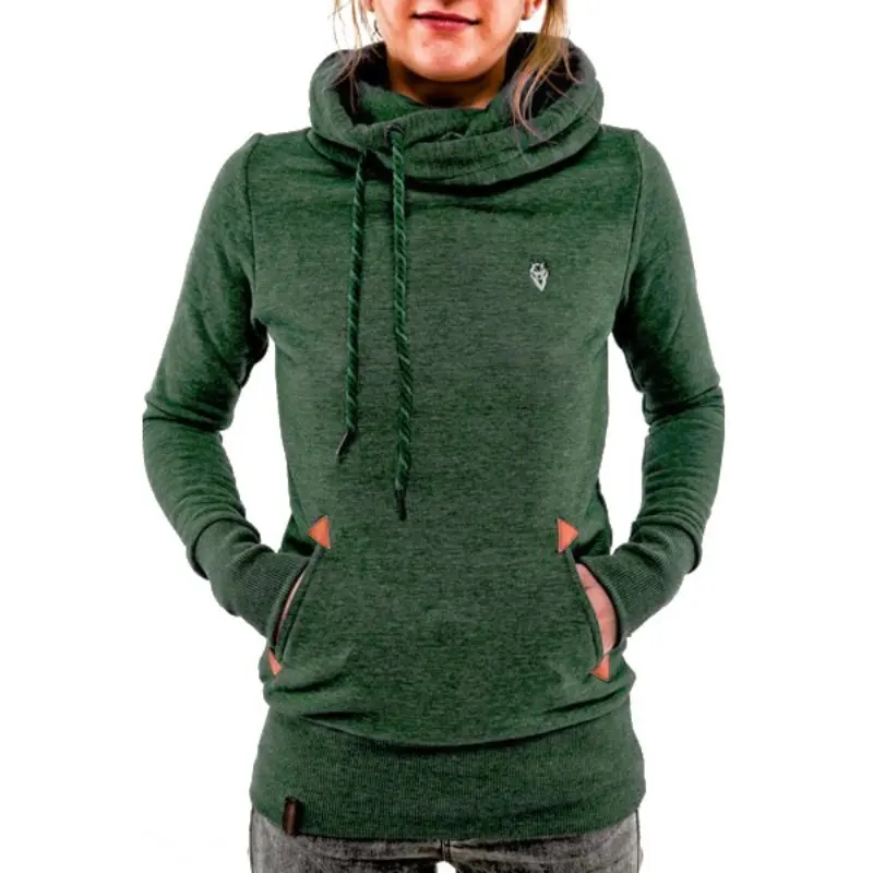 Woman Hoodie Scarf Collar Long Sleeve Pocket Hooded Spring Hoodies Women Embroidery Sweatshirt Female | Женская одежда