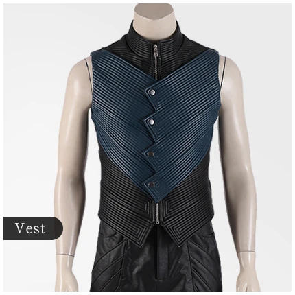 vest DMC 5 Вергилий Косплей Костюм Вергилий искусственная кожа плащ Вергилий брюки жилет Хэллоуин Карнавал косплей куртка для мужчин - Цвет: vest