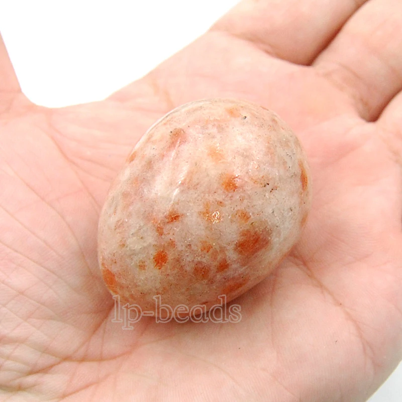 Sunstone 35x45mm Natural Gem Stone Egg Crystal Healing Decor Statue Sphere Massage 3Pcs/Lot | Украшения и аксессуары