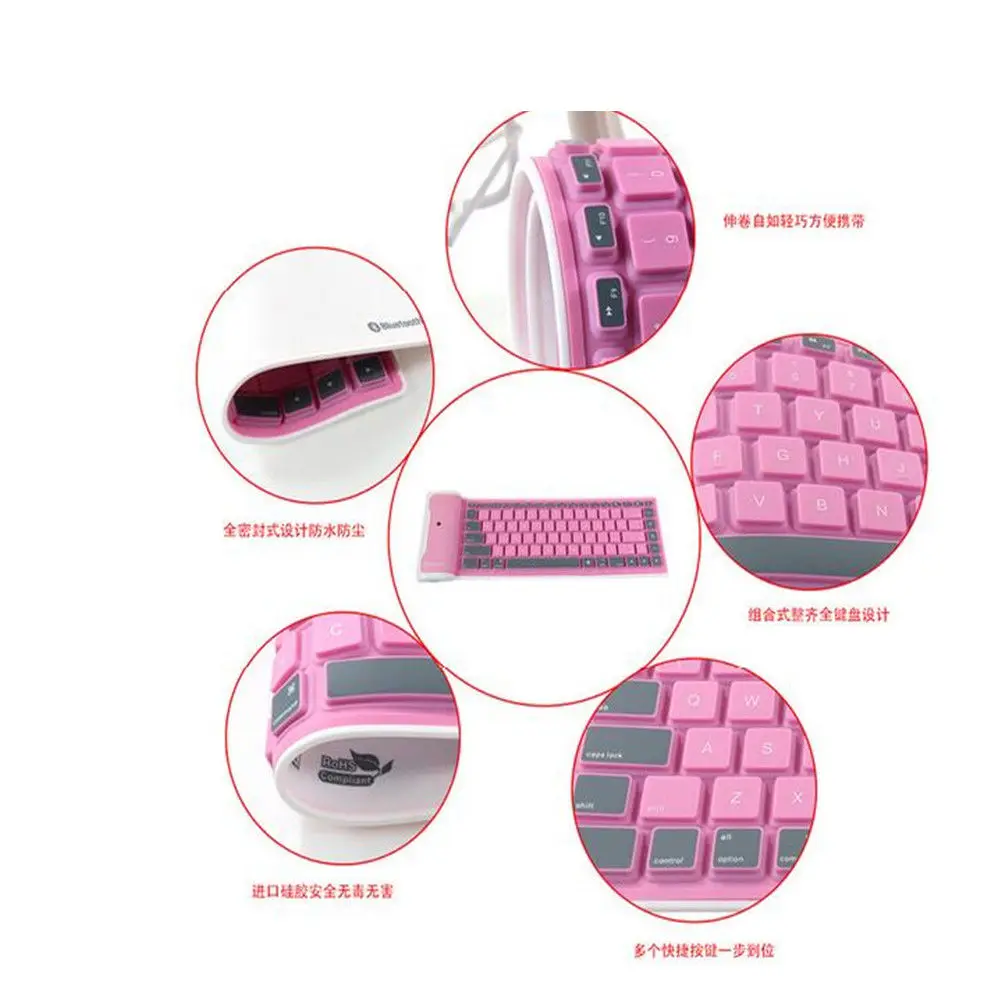 Basix 2.4G Wireless Folding Keyboard Soft Silicone Bluetooth Mini with USB Receiver for Tablet Computer Keypad | Компьютеры и офис