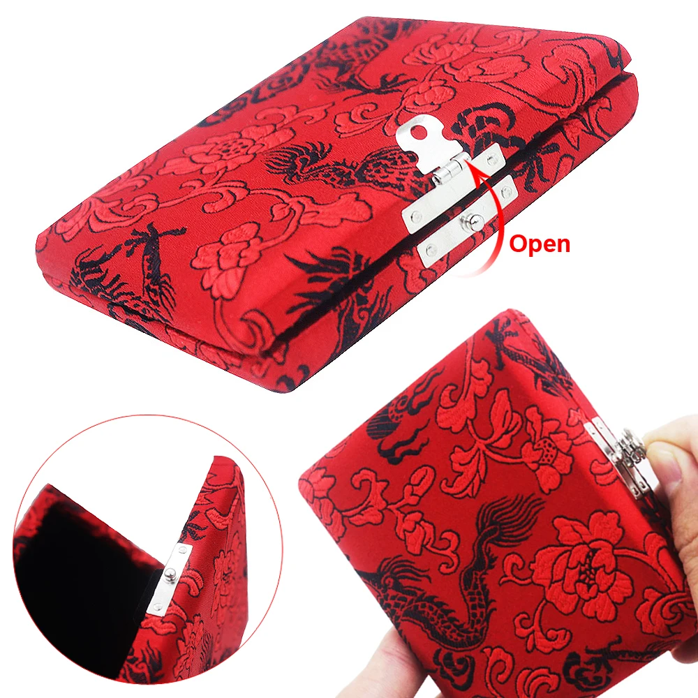 Легкий красный Oboe Reeds ящик для хранения деревянный с изысканной вышивкой Дракона