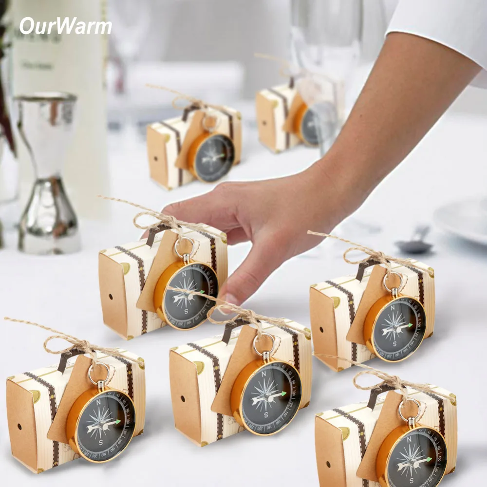 Ourwarm 50 шт. Свадебные сувениры карфт Бумага конфеты подарочная коробка компас с