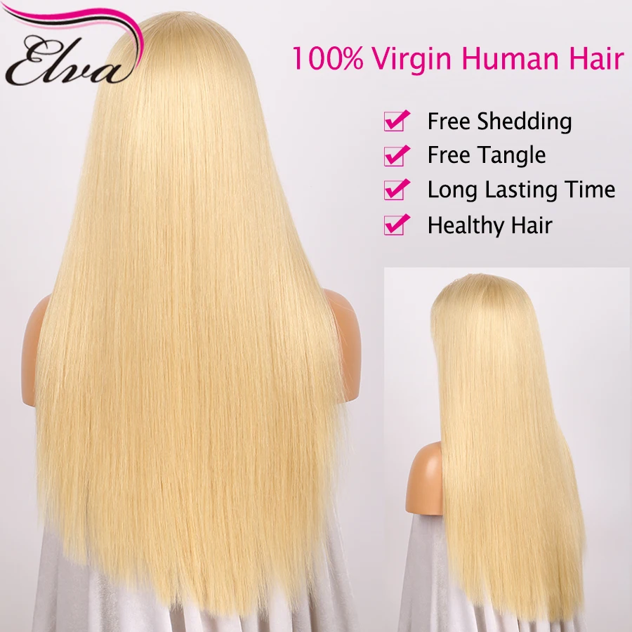 Elva Glueless 613 полный кружево человеческие волосы Искусственные парики с ребенком волос бразильский 130% плотность Remy Предварительно сорвал