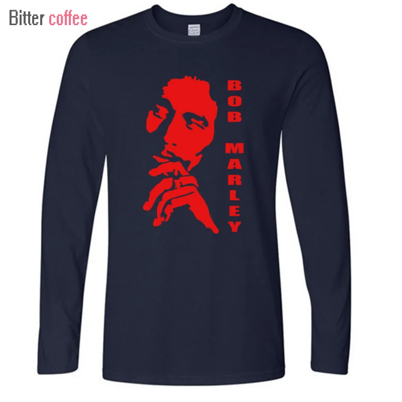 Футболка мужская с длинным рукавом хлопок Забавный принт голова Боба Марли