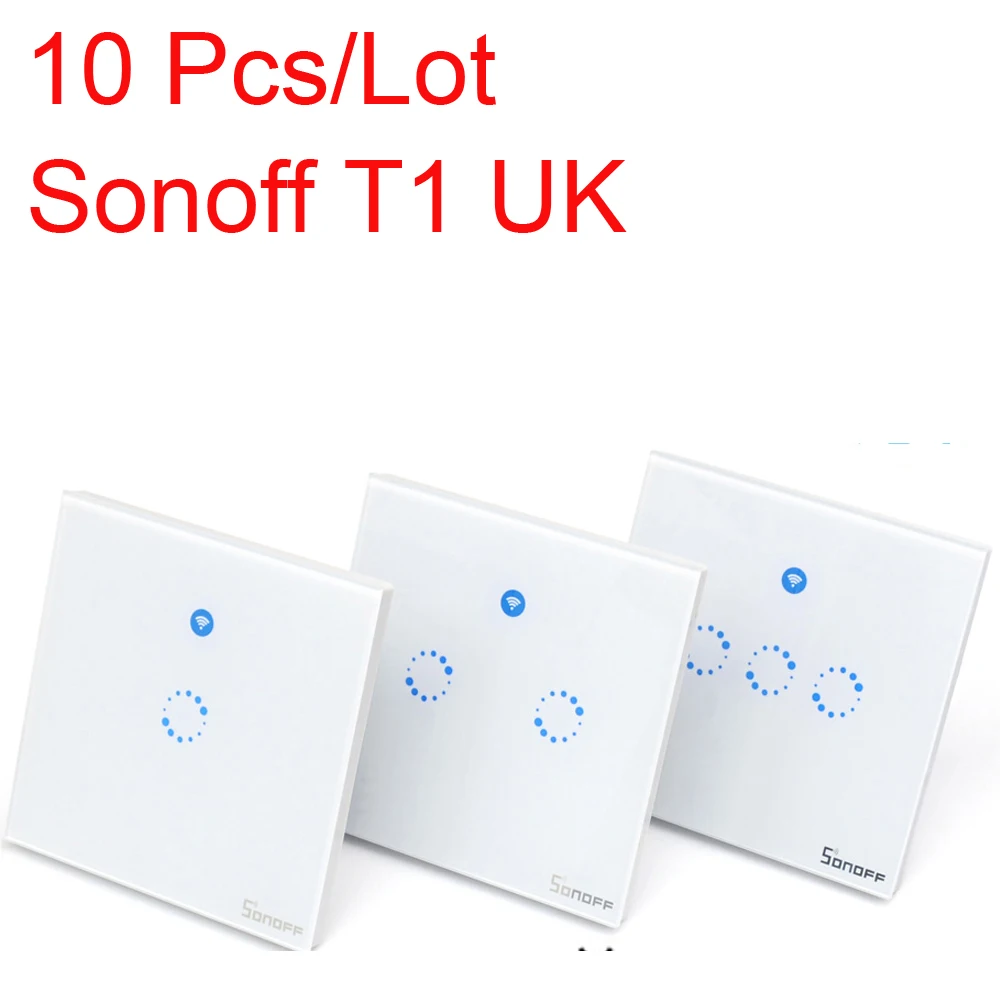 10 шт. оптовая продажа Sonoff T1 EU UK умный настенный выключатель света 1/2 Gang 86 Тип